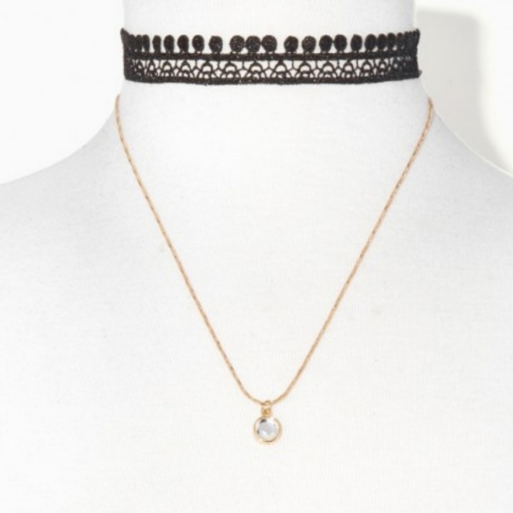 Lace Pendant Gold Layered Necklaces Set